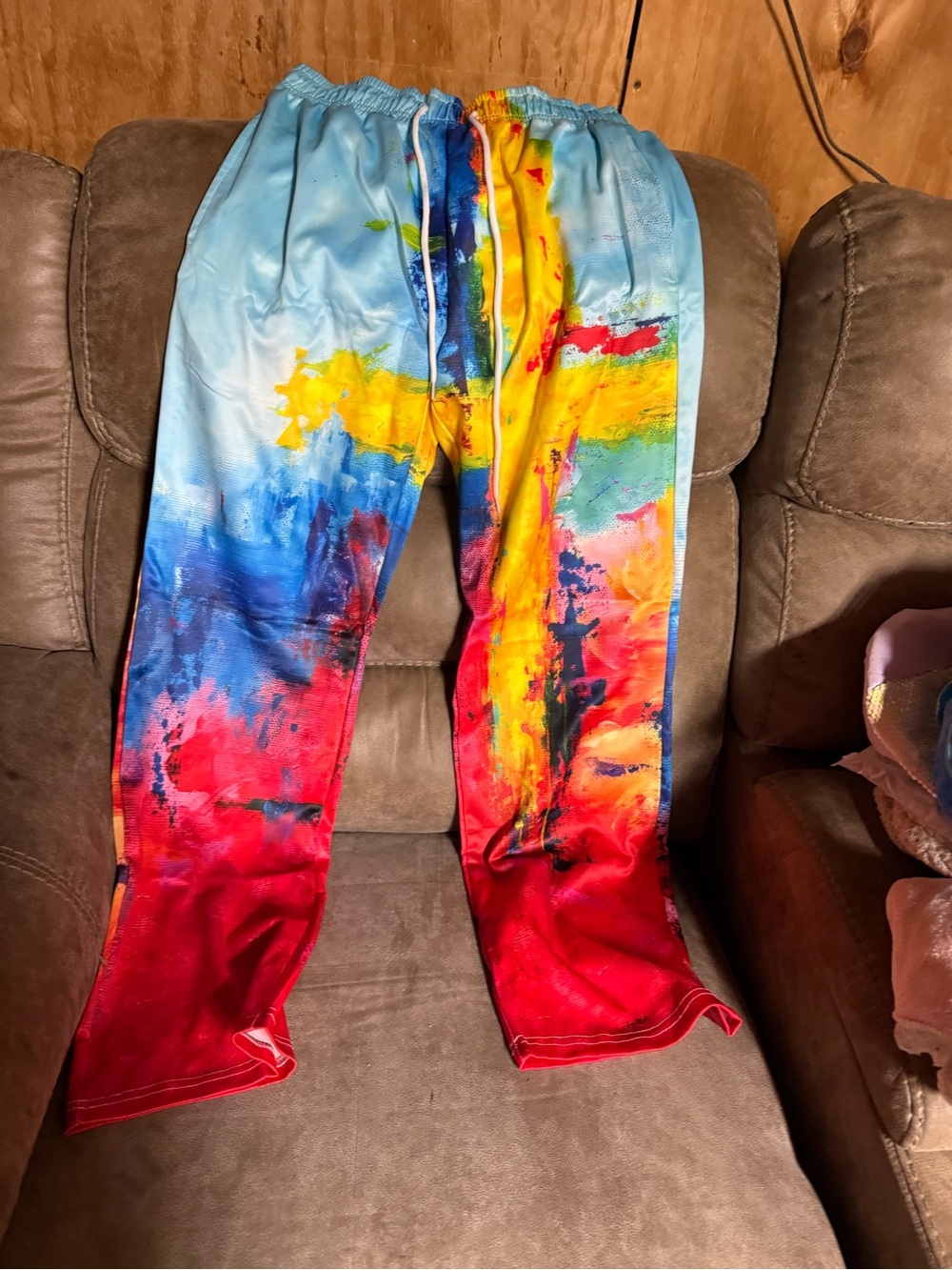 Men's Abstract Multicolor Jogger Pants - Blue/Red/Yellow